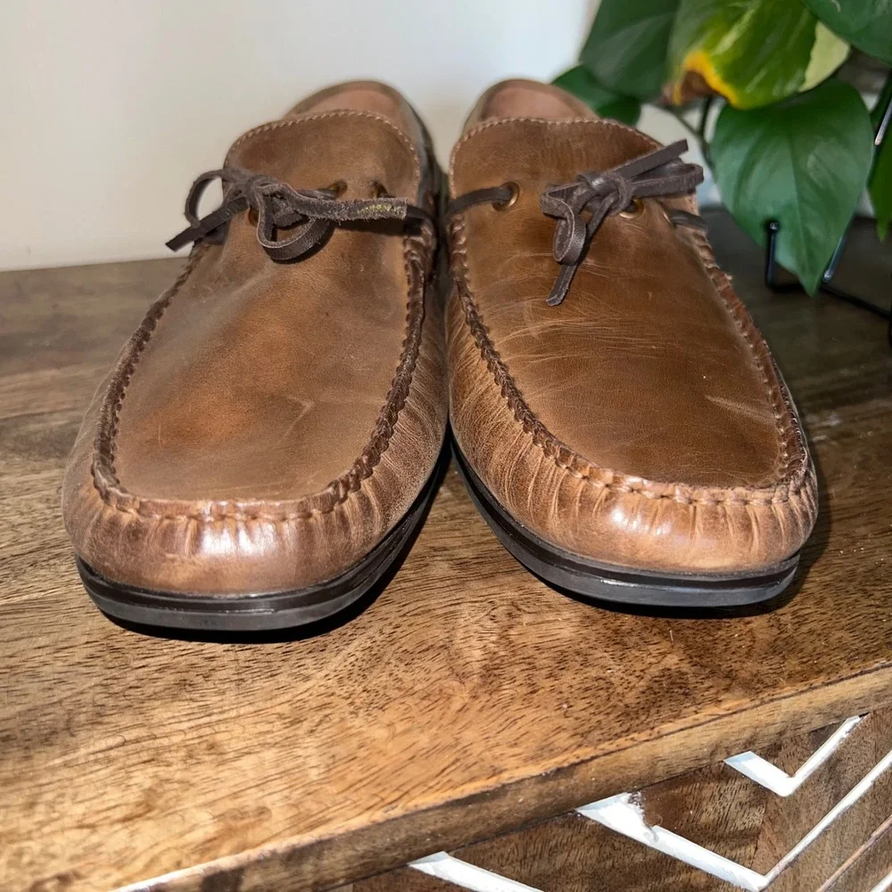 GBX Henley Mens Brown Leather Boat Shoes Loafers Driving Casual Size 10‎ D